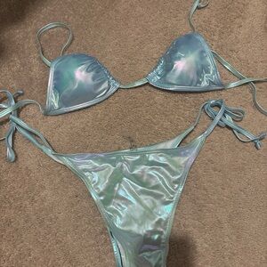 SHEIN Shiny Iridescent Bikini Set